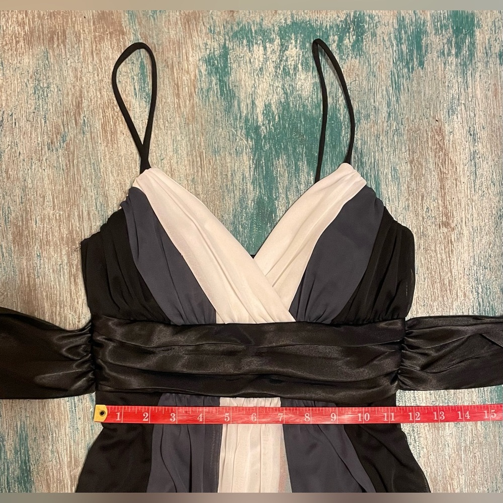 Y2K Vintage Cocktail Dress; Small; black/grey/white - Picture 8 of 9